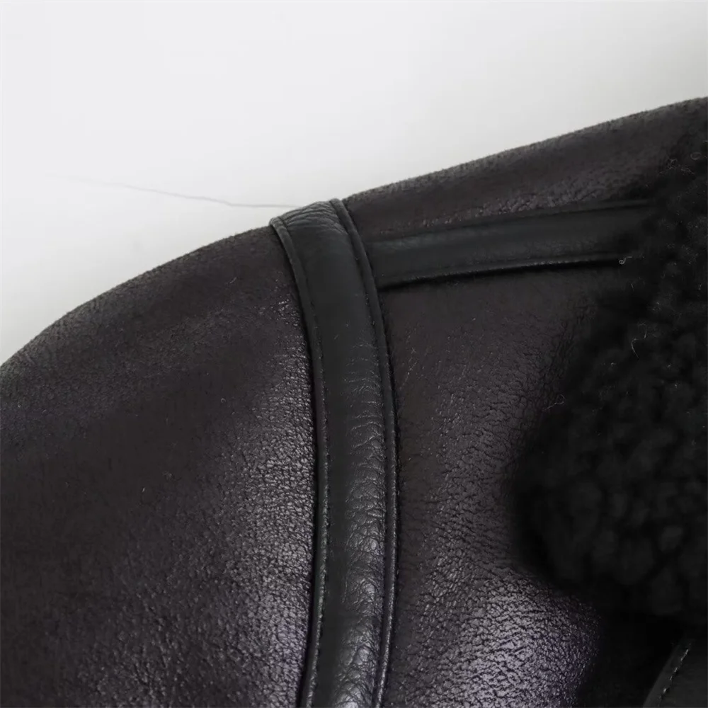 Autunno nuove donne stile europeo e americano moda allentata con cintura cappotto giacca con colletto a doppia faccia 6