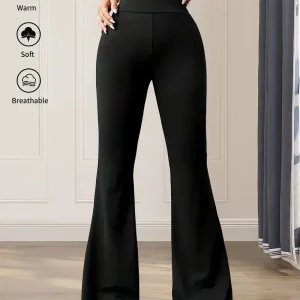 Pantaloni da donna in pelle di squalo a ferro di cavallo drappeggiati a vita alta, dimagranti, pantaloni da yoga micro svasati, lunghezza estesa 1