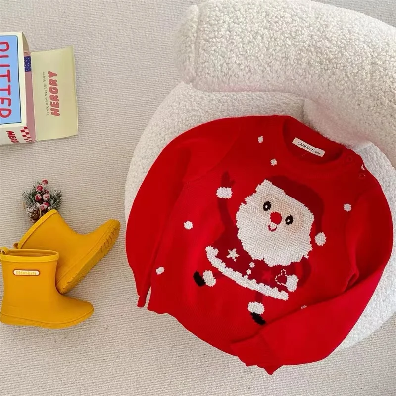 Maglioni di Natale Bambini Autunno Inverno Pullover caldo Bambino Cartoon Maglioni lavorati a maglia Abbigliamento per bambini 2-6 anni Maglioni di Natale per ragazza ragazzo 4