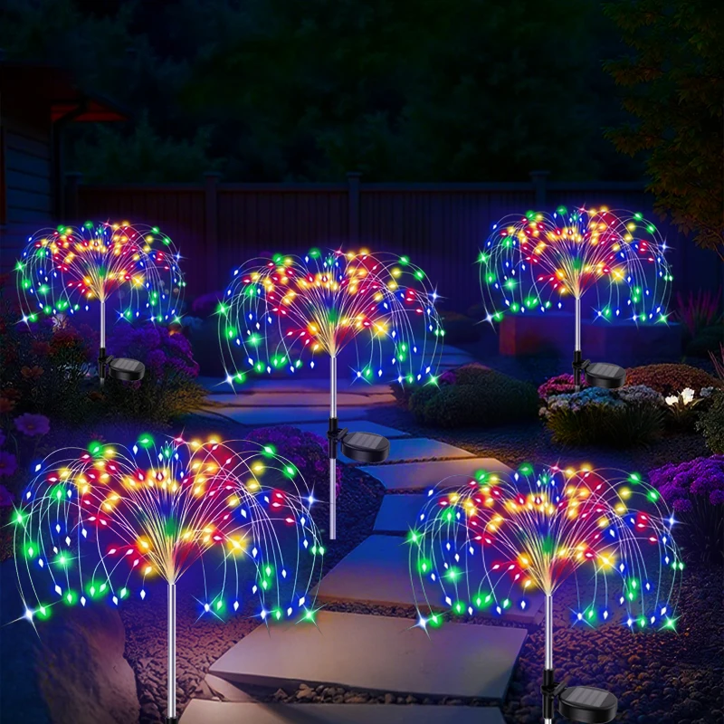 Luci per fuochi d'artificio da 420 LED Decorazioni da giardino Luci per fiori impermeabili per esterni a energia solare per patio, passerella 6