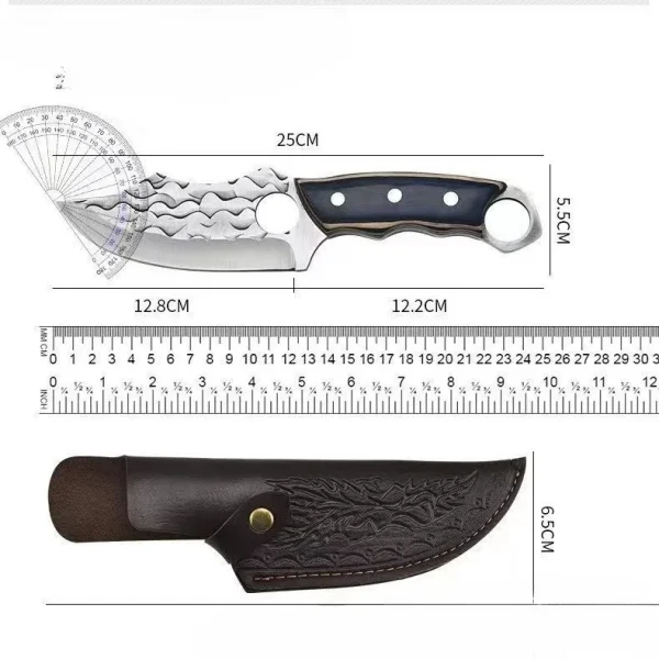 Coltello da cucina e forbici da cucina Set di coltelli per mannaia per carne coltello per disossare da macellaio forgiato a mano forbici per ossa di pollo con guaina 6