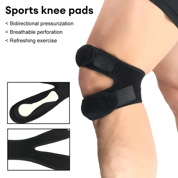 5pc Ginocchiera sportiva Pressurizzata Ginocchiera Supporto Fasciatura Pad Bretelle elastiche Foro per ginocchio Ginocchiera Sicurezza Basket Fitness 2