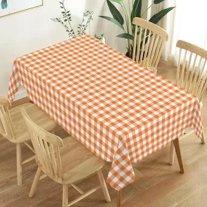 Autunno Ringraziamento Tovaglia impermeabile a quadri di bufalo arancione Decorazioni per la tavola Tovaglia da pranzo riutilizzabile per cucina Decorazioni per feste 1
