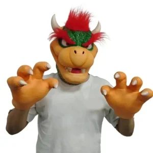 Bowser Puntelli Cosplay Maschera in lattice Anime Halloween Party Giochi di ruolo Maschere Guanti Puntelli per costumi per adulti Accessori Regali 1