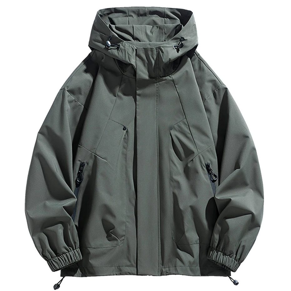 Giacche da uomo taglie forti 8XL Giacca a vento con cappuccio Giacche impermeabili antivento nere larghe casual Taglia grande 7XL 4