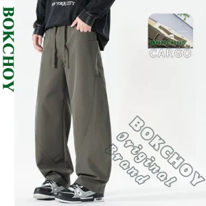 2025 Autunno Nuovo Cargo Casual Morbido Pantaloni a Gamba Larga per Gli Uomini Abbigliamento Allentato Coulisse Tasca Grande Pantaloni Maschili ZG2575 1