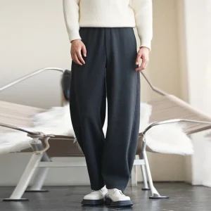 Pantaloni machete casual lavorati a maglia in lana 100% da uomo del 2025, vestibilità ampia, tinta unita, nuovi pantaloni da lavoro autunnali e invernali. 1