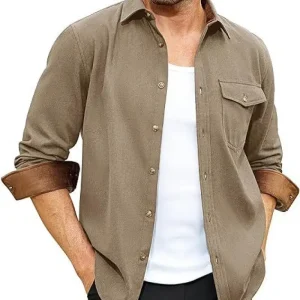 2024 Autunno e inverno nuova camicia da uomo casual giovane da uomo in Europa e America Camicie a maniche lunghe con bottoni Giacca vintage di grandi dimensioni 1