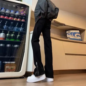 Pantaloni di nicchia con cerniera laterale per jeans da uomo autunnali e invernali 1