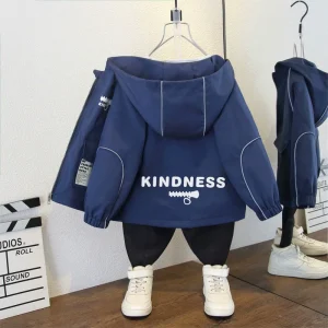 2 3 4 5 6 8 10 12 anni Primavera Autunno Ragazzi Giacca Lettera Moda Bambini Giacca a vento Con cappuccio Cerniera Ragazzi Tuta sportiva Abbigliamento per bambini 1