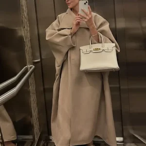 Cappotto da donna doppiopetto scozzese a maniche lunghe con colletto alla coreana Giacche da donna 2025 Capispalla femminili allentati vintage alla moda 1