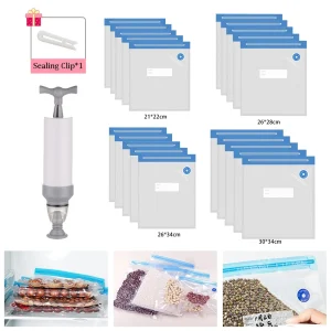 20/10pcs Sacchetti per alimenti sigillati sottovuoto Sacchetti di compressione sottovuoto per alimenti per uso domestico Snack riutilizzabili Sacchetto di conservazione degli alimenti Accessori da cucina 1