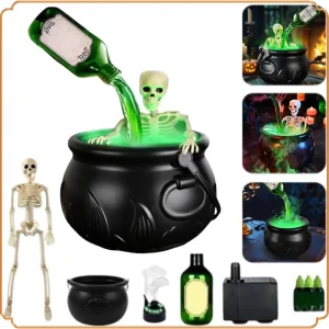 Ciotola da strega di Halloween Calderone magico con creatore di nebbia Ornamenti per la casa horror Festa in casa al coperto Puntelli spaventosi Decorazioni spettrali di Halloween 1
