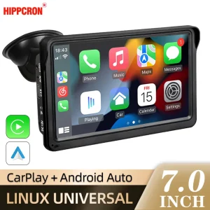 Lettore video multimediale per autoradio Hippcron da 7 pollici Carplay wireless e touch screen universale portatile Android Auto wireless 1