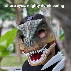 Maschera Dino Mascella mobile Maschera di dinosauro divertente in plastica dura con urlo di dinosauro Maschera per il viso con testa di dinosauro di Halloween Puntelli Cosplay 1