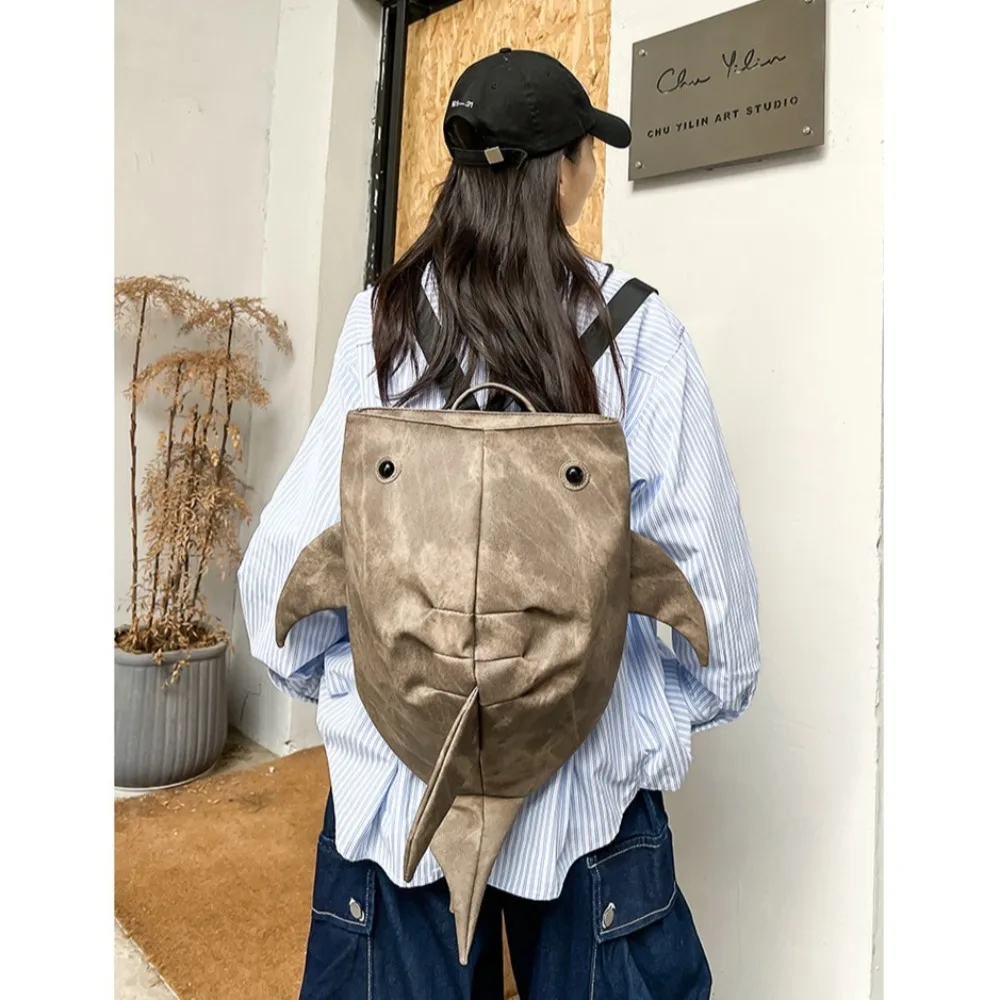 Zaino a forma di squalo balena animale di grande capacità zaino a forma di squalo con cerniera Oxford in tessuto alla moda zaino impermeabile per studenti universitari 2