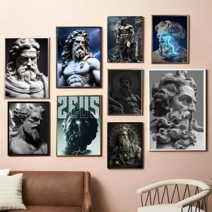 Neon Medusa Zues Thunder Anime poster Sticky Whitepaper Sticker DIY Room Bar Cafe Kawaii Room Decor 1