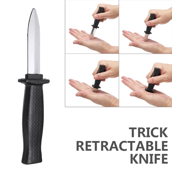 Puntelli Giocattoli Scherzo Coltello retrattile in plastica magica Scherzo Scherzo Puntelli Coltello Trucco spaventoso Pugnale finto Divertente 3
