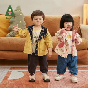 Amila Baby Coat 2022 primavera e autunno nuovo tinta unita All-match ragazzi e ragazze Casual sciolto abbigliamento per bambini cappotto di moda 1