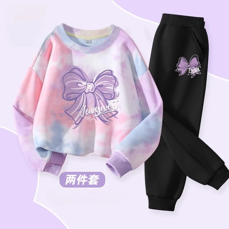 Vestiti della ragazza Set Autunno Kid Felpe Pullover Cartoon Tie-dye Top e Pantaloni 2 pezzi Vestito Bambini Dolce Tute Camouflage Outfit 3
