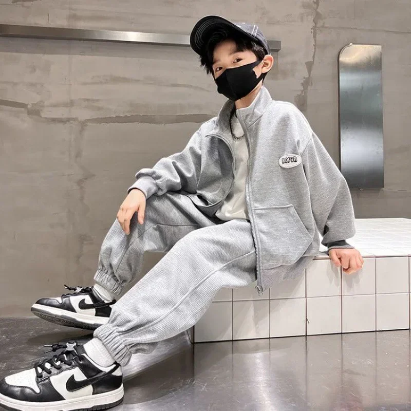 Tuta uniforme da baseball per ragazzo per bambini Adolescente Autunno Inverno Giacca con zip Cappotto e pantaloni sportivi Set Tuta da 2 pezzi per bambini 6