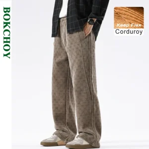 2025 Autunno Nuovo Vintage Plaid Velluto A Coste Spessore Pantaloni Dritti per Gli Uomini Abbigliamento Morbido Coulisse Uomini Pantaloni Della Tuta YL928 1