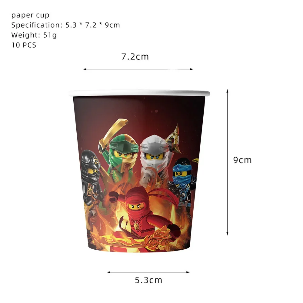 Cartoon Ninja Decorazioni di compleanno Stoviglie di carta Piatto Tazza Tovaglia Palloncini foil Banner per bambini Toppers per torte Articoli per feste 2