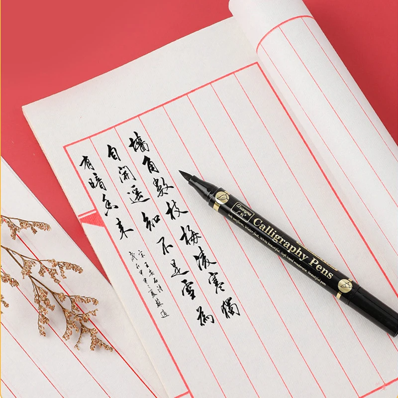 Pennarelli per calligrafia a doppia testa Penne a pennello per scritte a mano cinese 4 pennarelli artistici con punta stile per disegnare forniture di cancelleria Manga 5