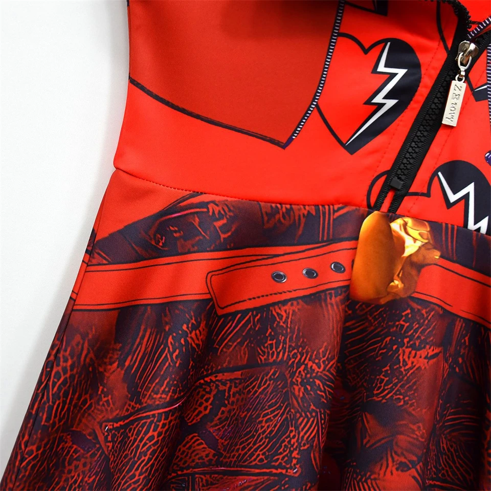 Discendenti 4 Ragazze Costume Cosplay di Halloween Regina di Cuori Bridget Chloe Carnevale Festa Performance Set di Abbigliamento per Bambini 6