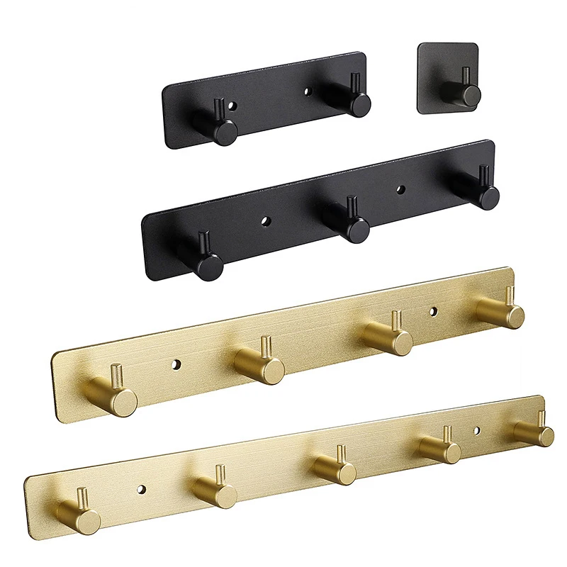 Ganci autoadesivi multifunzionali in lega di alluminio Gancio per porta da parete appiccicoso Abito da tè Asciugamano antiruggine, Appendiabiti 1