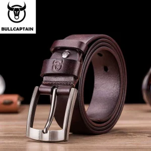 BULLCAPTAIN Tree Cream Luxury Sling New Fashion Classic Retro Pin Buckle Cintura da uomo Cinture da uomo grezze lisce di alta qualità 1