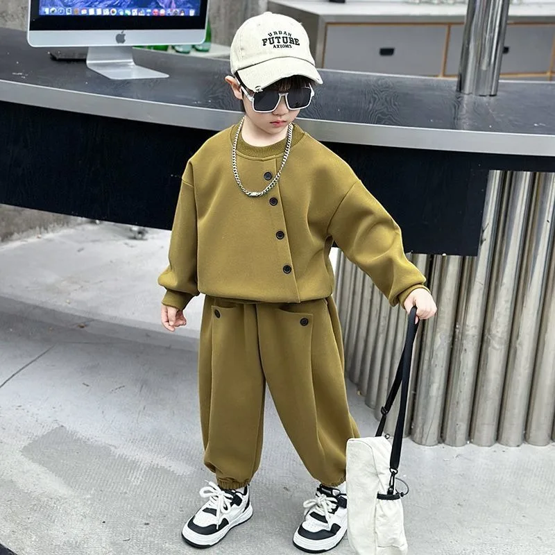 Set di felpe Abbigliamento per bambini Abbigliamento inferiore superiore 4 anni Abbigliamento per bambini coreano 2025 Nuovo bambino per bambini Autunno Inverno Ragazzo 3