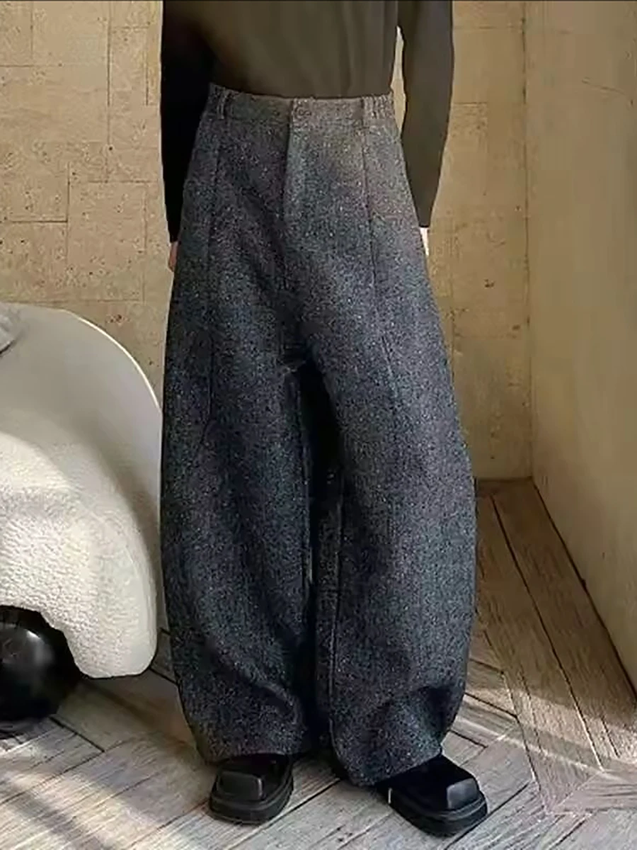 Mauroicardi Autunno Inverno Oversize Lungo Flowy Morbido Baggy Pantaloni a Gamba Larga per Uomo Allentato Elegante Chic Pantaloni Vestiti 2025 3