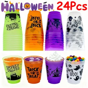 4-24 pezzi tazze per bere Halloween 450 ml plastica dolcetto o scherzetto fantasma teschio tazza di succo scatola di caramelle decorazioni per feste di Halloween 1