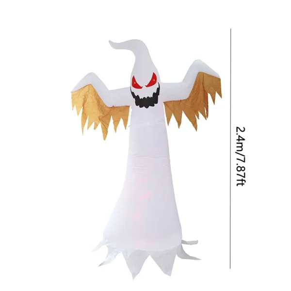 Fantasma gonfiabile di Halloween grande da 240 cm con fiamma rotante Luce horror Decorazione di Halloween Casa Cortile esterno Fantasma incandescente Prop 6