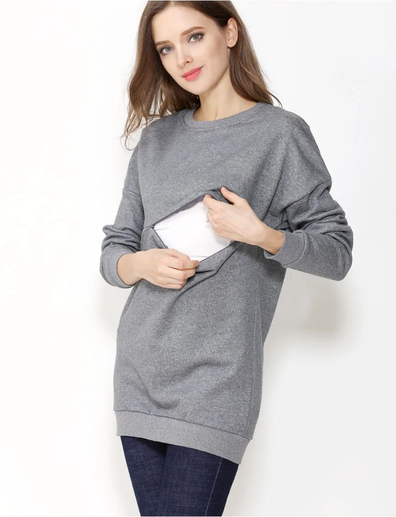 Maglione premaman invernale felpe con cappuccio a maniche lunghe in cotone spesso vestiti per l'allattamento al seno mamma allattamento in gravidanza indossare grandi dimensioni 4