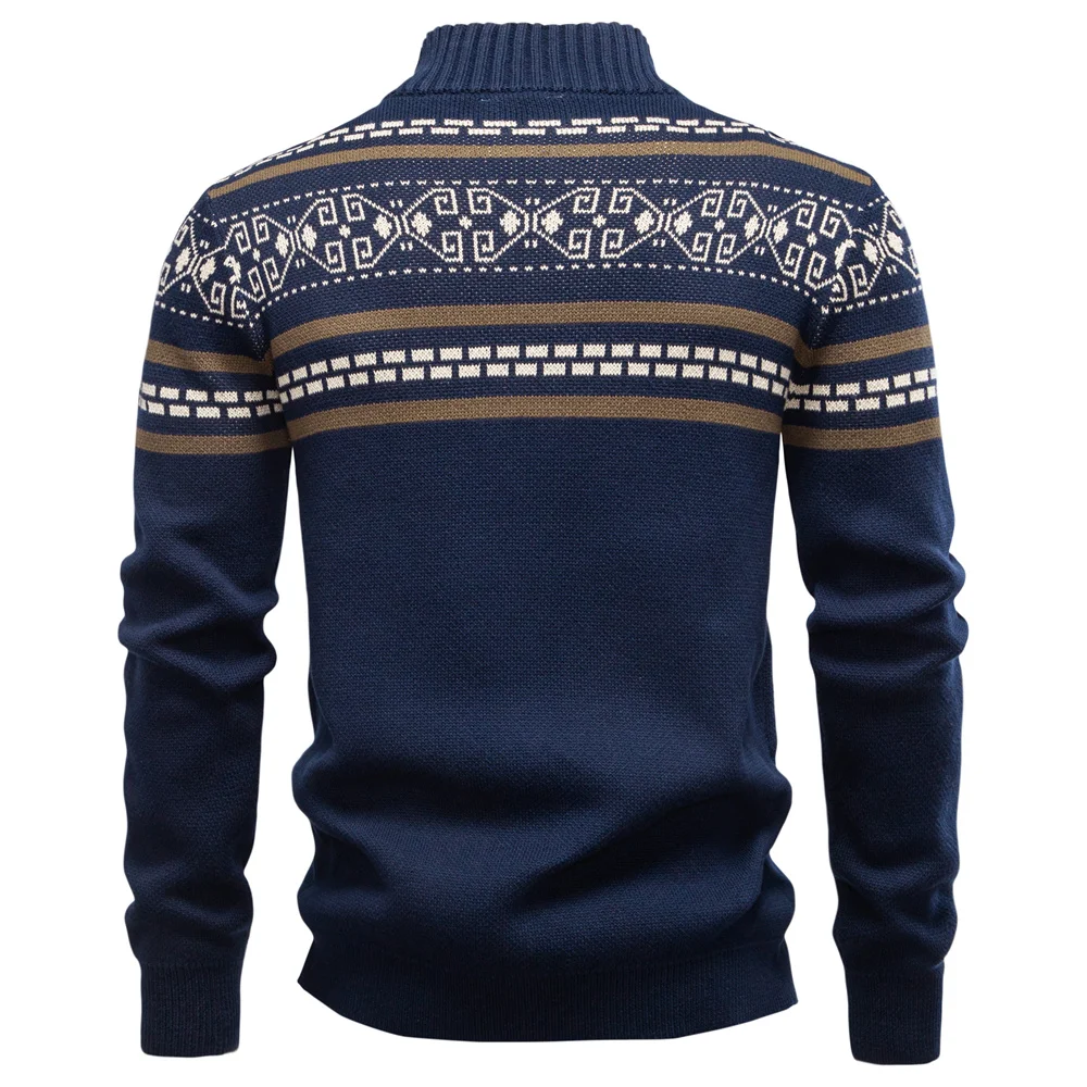 AIOPESON Giacca etnica con colletto alla coreana da uomo in misto cotone maglione con stampa tribale cappotto invernale da uomo caldo e pesante vintage 3