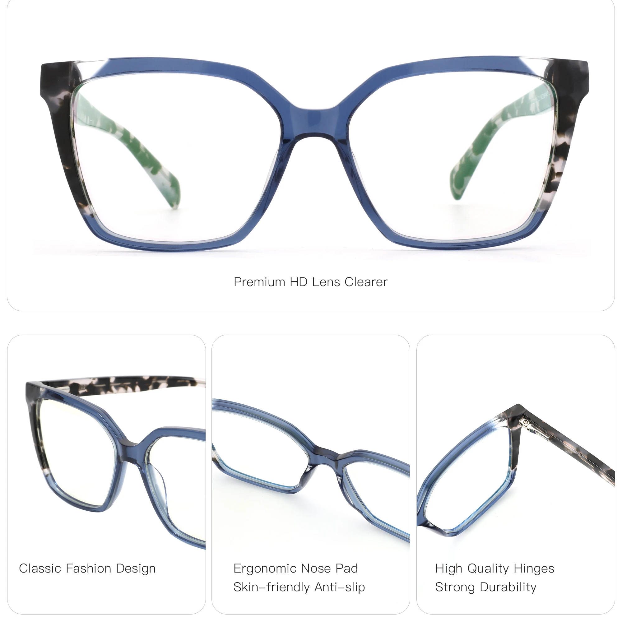 ZENOTTIC (taglia S) 2025 Nuovi arrivi Occhiali da vista quadrati Occhiali ottici Cateye in acetato fatti a mano per le donne 6