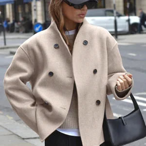 Eleganti cappotti di lana corti solidi per donna Autunno Inverno Abbigliamento donna caldo Stand Neck Cappotto femminile Abiti Novità in capispalla 1