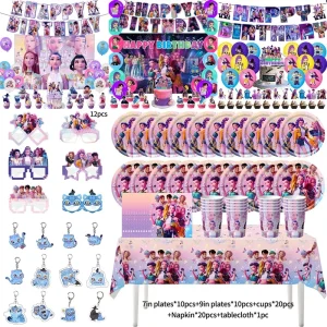 K Pop Demon Hunter Decorazioni di compleanno Kpop Warriors Festa di compleanno Set di stoviglie usa e getta Huntrix Decorazioni per feste di compleanno fai da te 1