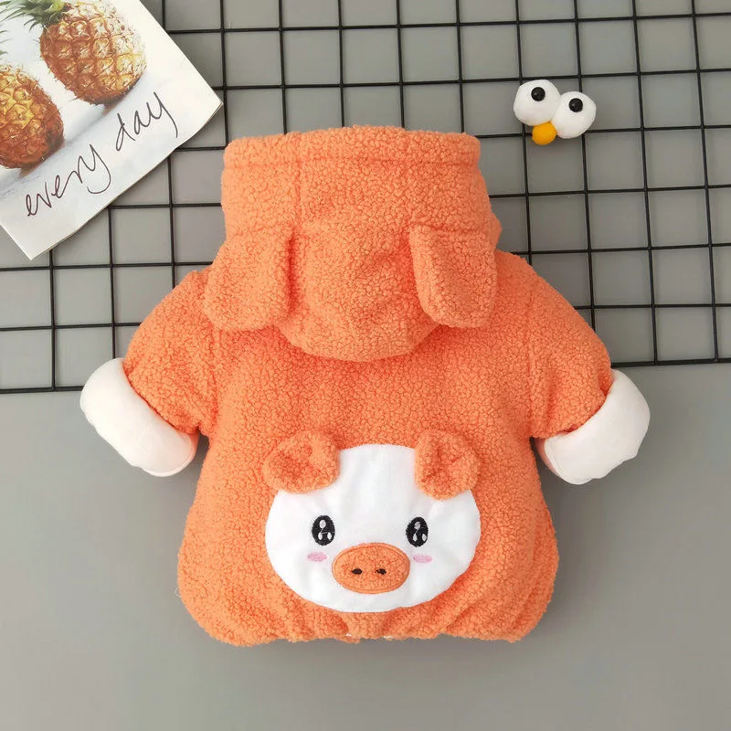 0-36 mesi vestiti per neonata carino Piggy con cappuccio giacca per neonati inverno caldo capispalla in pile per ragazze cappotto regalo di compleanno 5