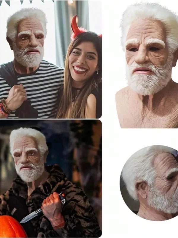 Maschera da uomo anziano di Halloween Simulazione di vicissitudini realistiche Maschera a pieno facciale Gioco di ruolo Copricapo da gioco per feste scolastiche 3