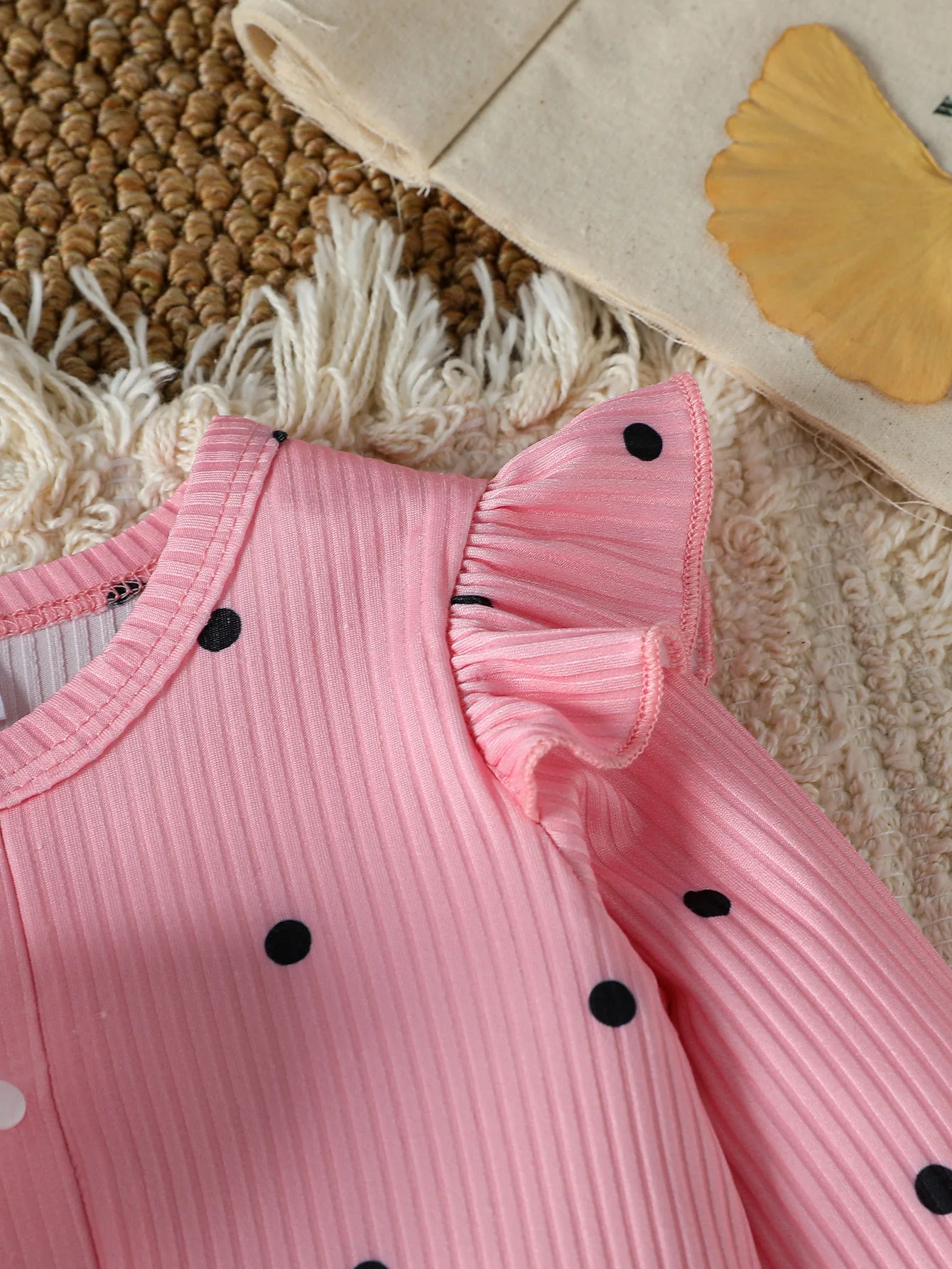 2 pezzi neonata pagliaccetto tuta autunno a costine volant manica lunga stampa cuore tuta neonato neonate carino vestiti quotidiani 4