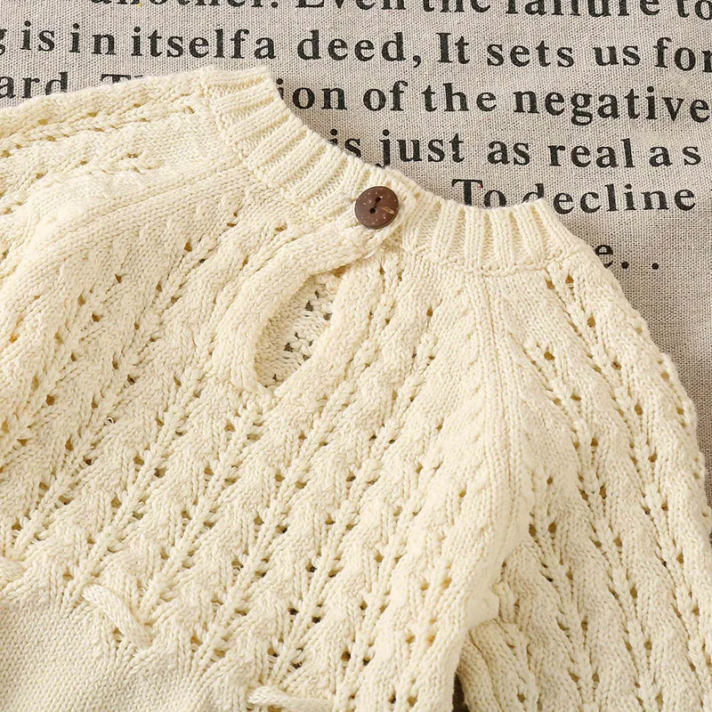 Body per neonato autunnale Vestiti per maglieria per neonata Manica lunga Tuta per neonato Set pagliaccetto lavorato a maglia invernale Abbigliamento per neonata 4