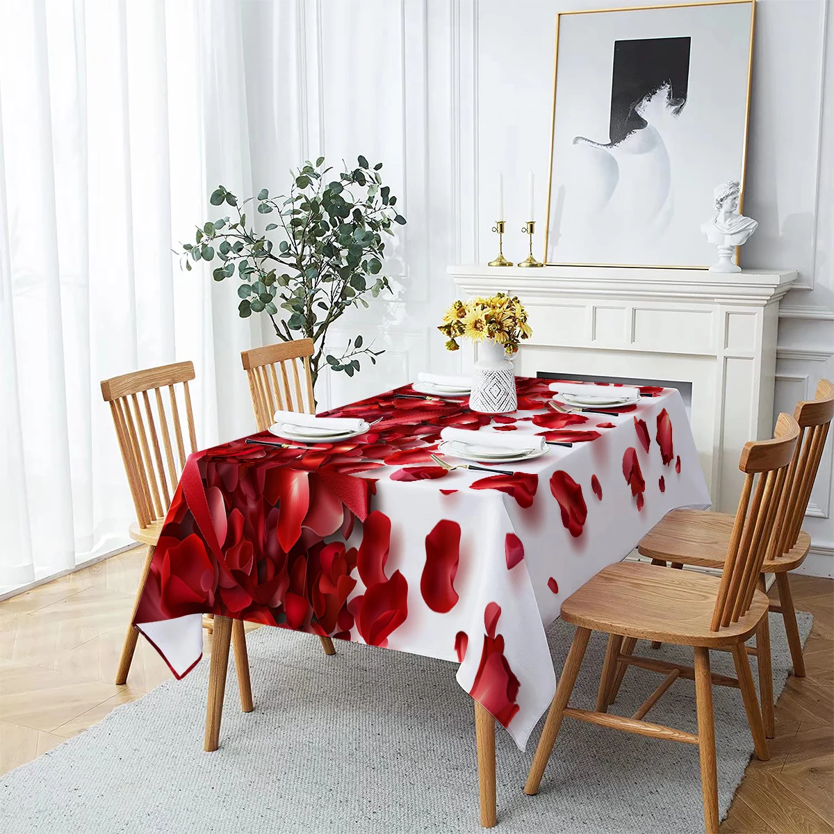 Comedthus Rose ortensia tovaglia rettangolare in poliestere impermeabile festa di compleanno forniture per feste da tavolo rettangolari 3