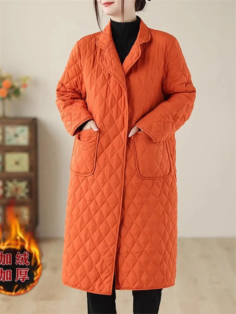 Piumino leggero in cotone da donna in autunno e inverno Cappotto trapuntato giacca a vento medio lungo allentato caldo casual A292 3