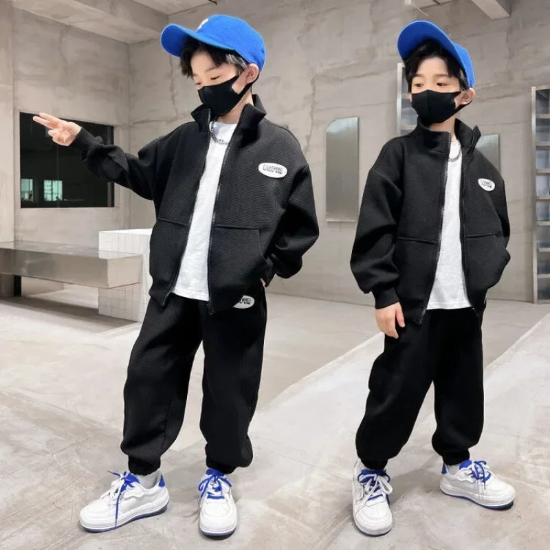 Tuta uniforme da baseball per ragazzo per bambini Adolescente Autunno Inverno Giacca con zip Cappotto e pantaloni sportivi Set Tuta da 2 pezzi per bambini 2