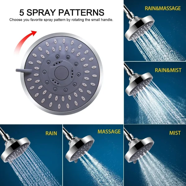 Soffione doccia a cinque velocità da 4 pollici con filtro Soffione doccia per uso domestico Soffione doccia per bagno 2
