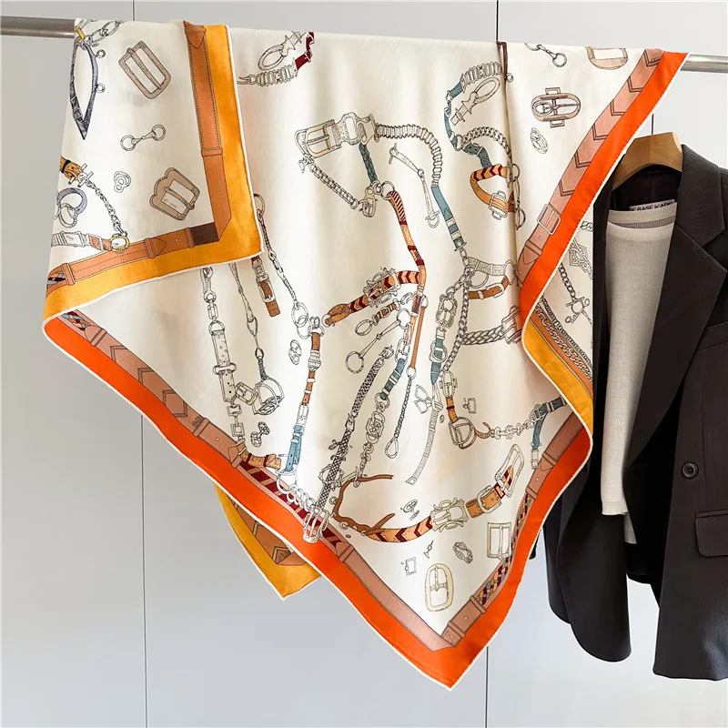 Coperta di lana invernale da donna sciarpa scialle 2024 stampa fronte-retro sciarpe calde invernali da donna avvolge Poncho 135x135cm 6