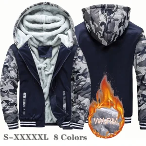 Giacca da uomo inverno Camouflage Fleece addensare giacche con cappuccio cappotto a maniche lunghe maschile felpe con cappuccio Casual Streetwear cappotti da uomo 1